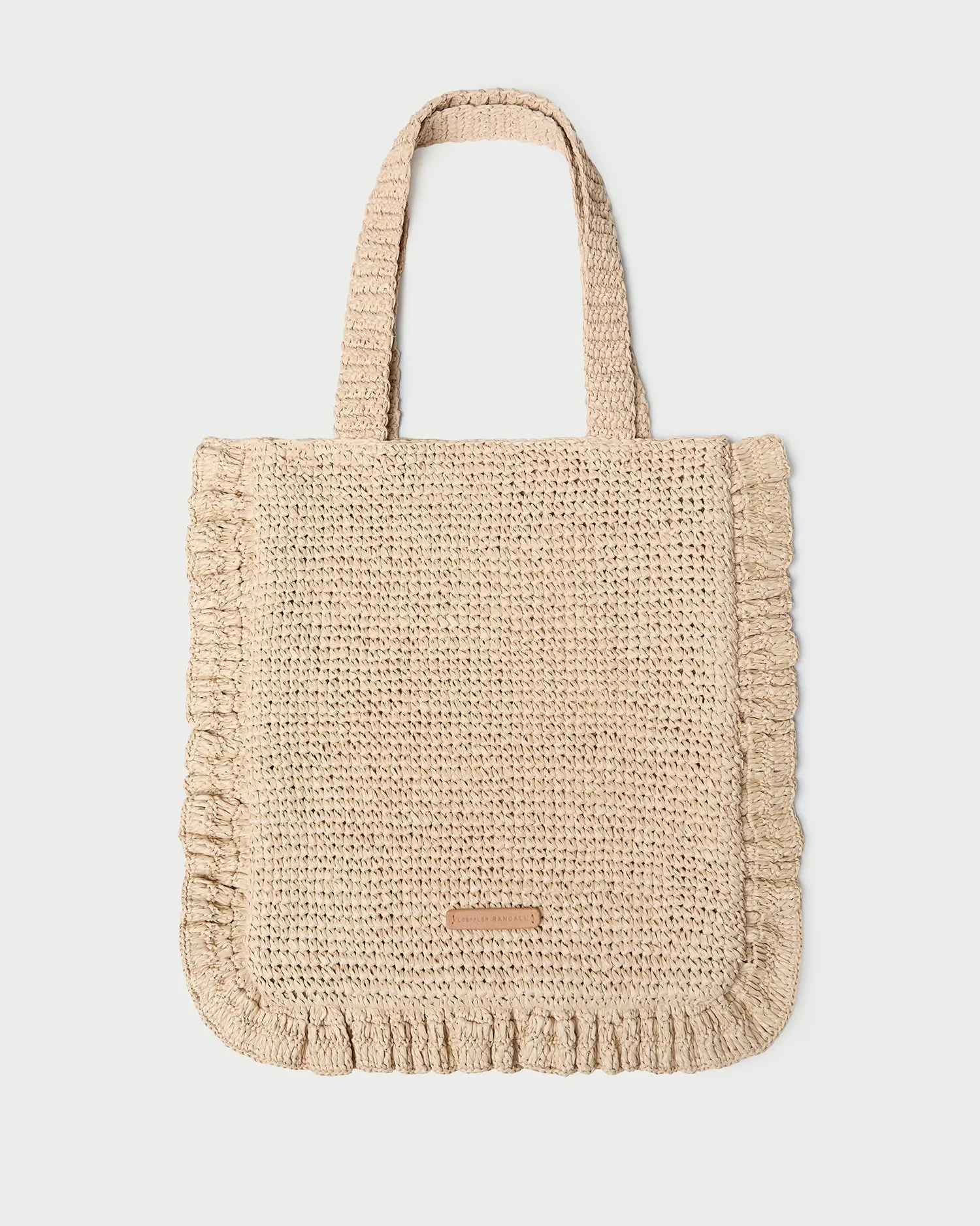 Justine Natural Crochet Ruffle Tote sold by Loeffler Randall