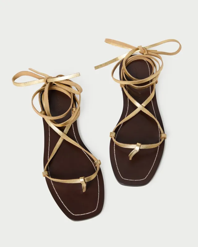 Lianna Gold/Espresso Lace-Up Sandal sold by Loeffler Randall