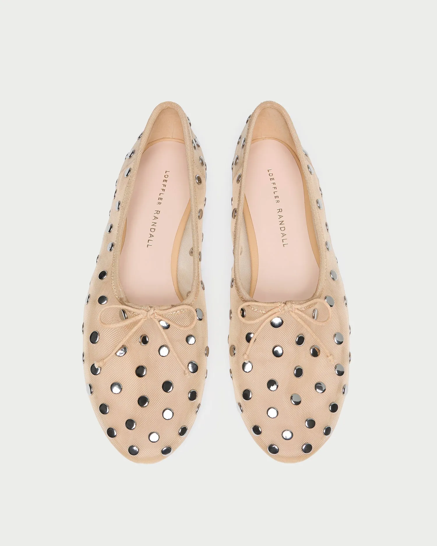 Landon Caramel/Silver Mesh Ballet Flat sold by Loeffler Randall
