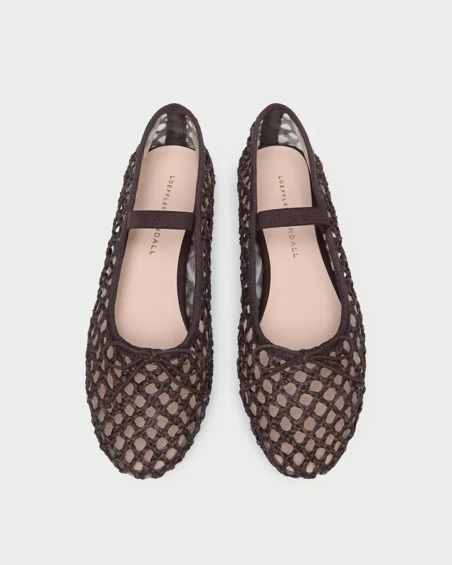 Leonie Chocolate Crochet Ballet Flat sold by Loeffler Randall