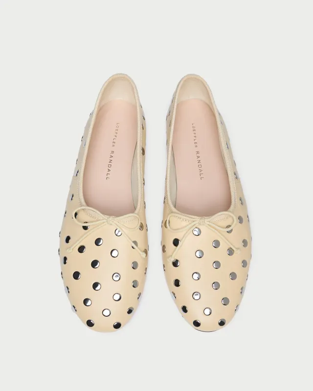 Landon Butter/Silver Ballet Flat sold by Loeffler Randall