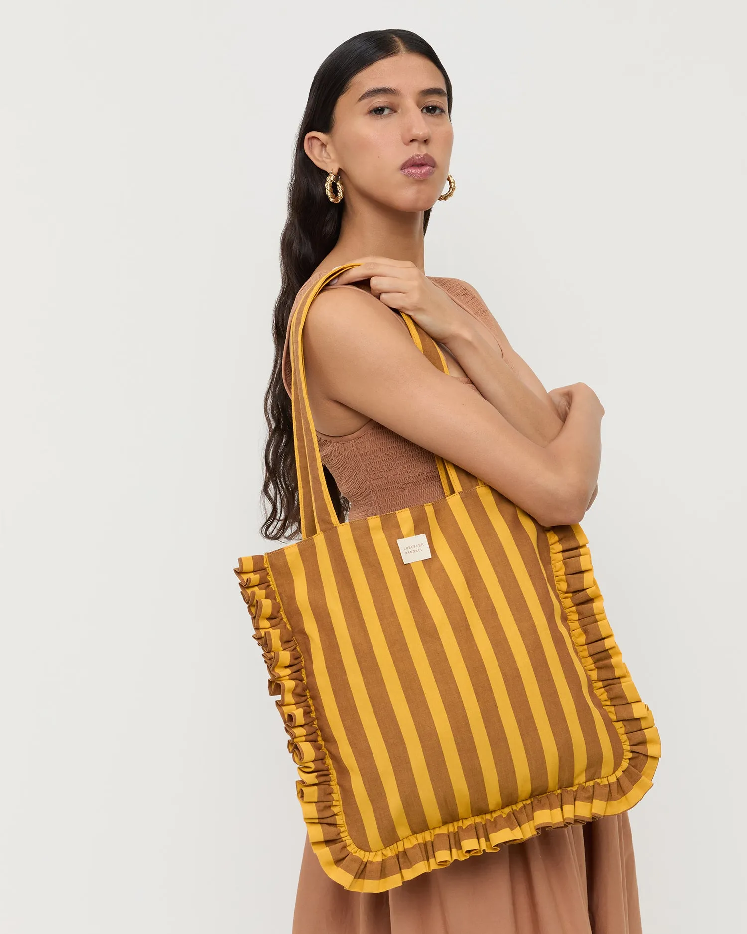 Justine Brown/Yellow Stripe Tote Bag sold by Loeffler Randall product image thumbnail 5