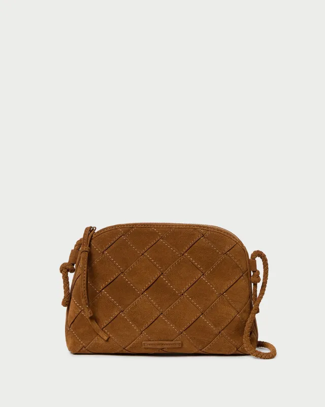 Mallory Cacao Woven Suede Crossbody sold by Loeffler Randall