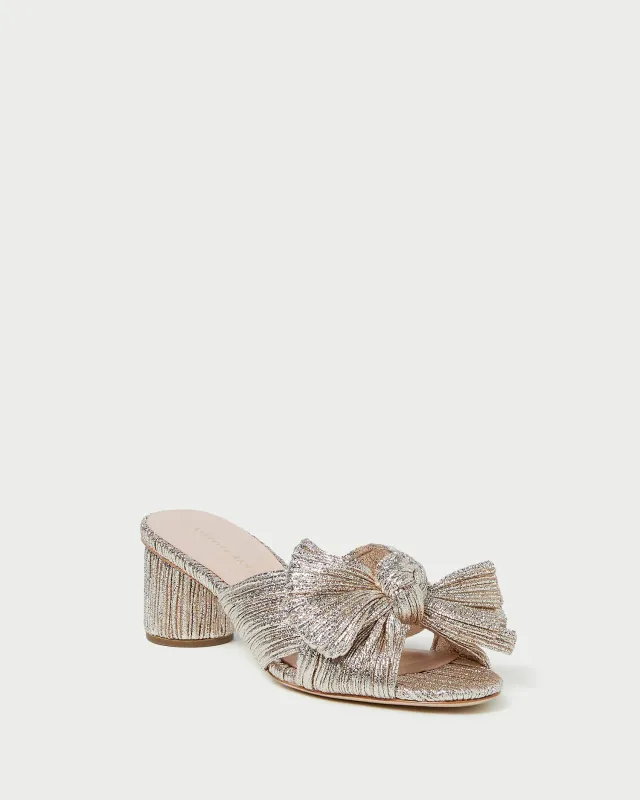 Emilia Champagne Pleated Bow Heel sold by Loeffler Randall