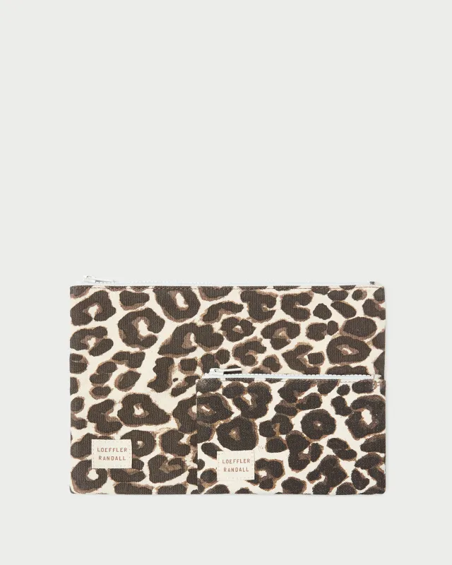 Tracy Leopard Canvas Pouch Set sold by Loeffler Randall