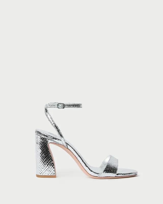Malia Silver Snake Embossed Sandal sold by Loeffler Randall