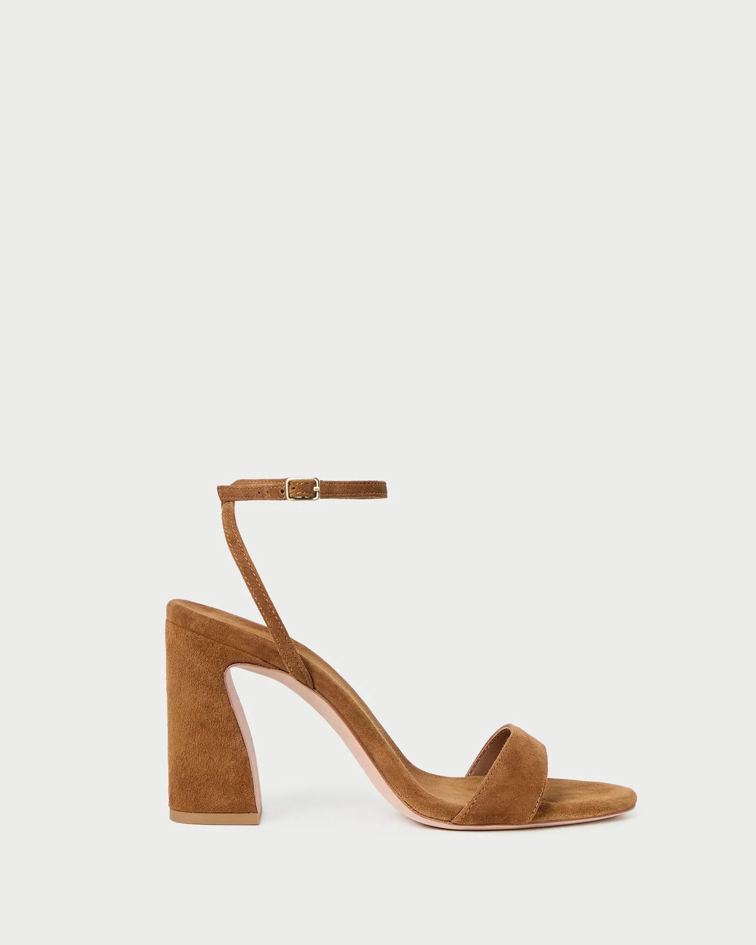 Malia Cacao Suede Curved-Heel Sandal sold by Loeffler Randall
