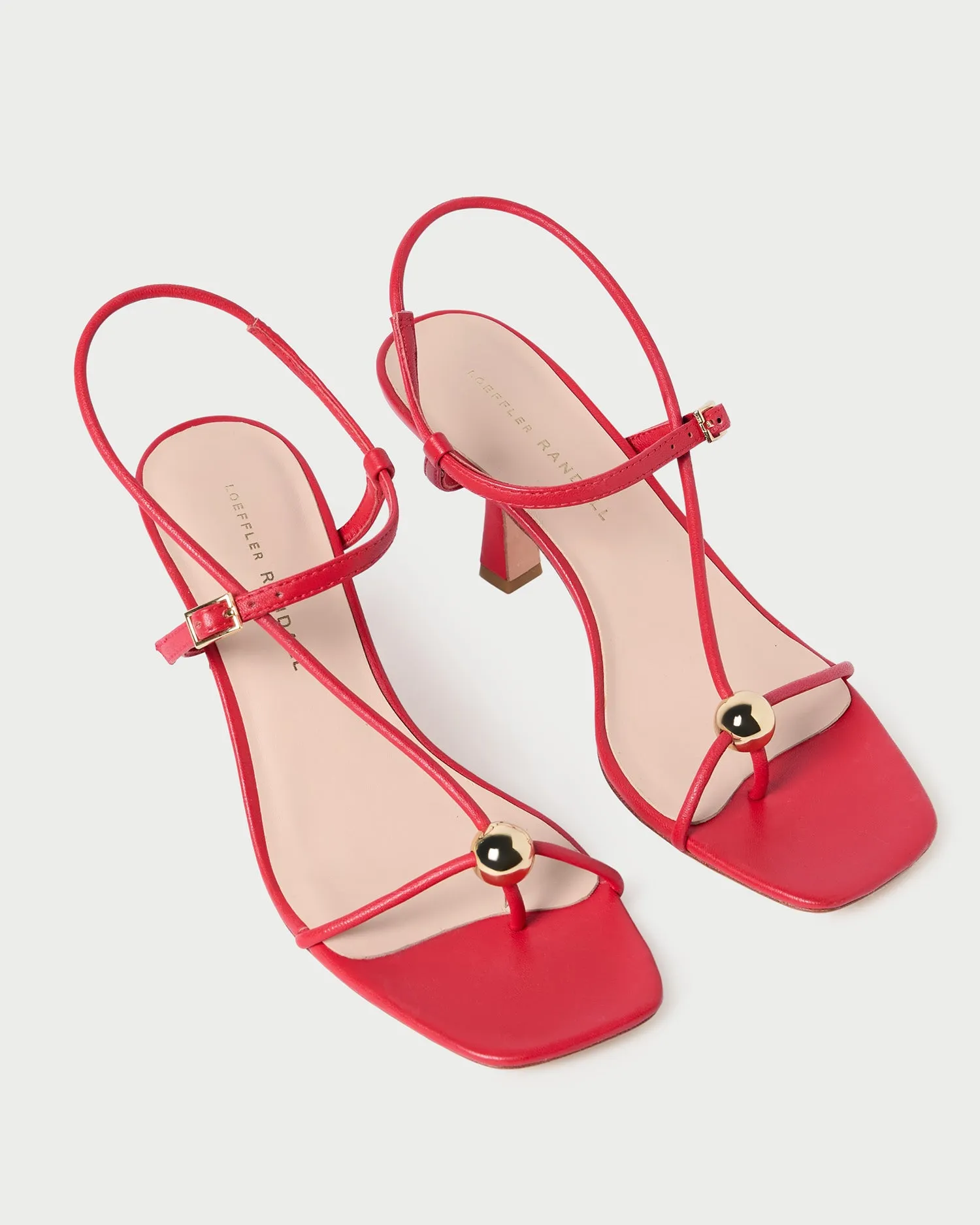 Triana Red Leather Mid-Heel Sandal sold by Loeffler Randall product image thumbnail 3