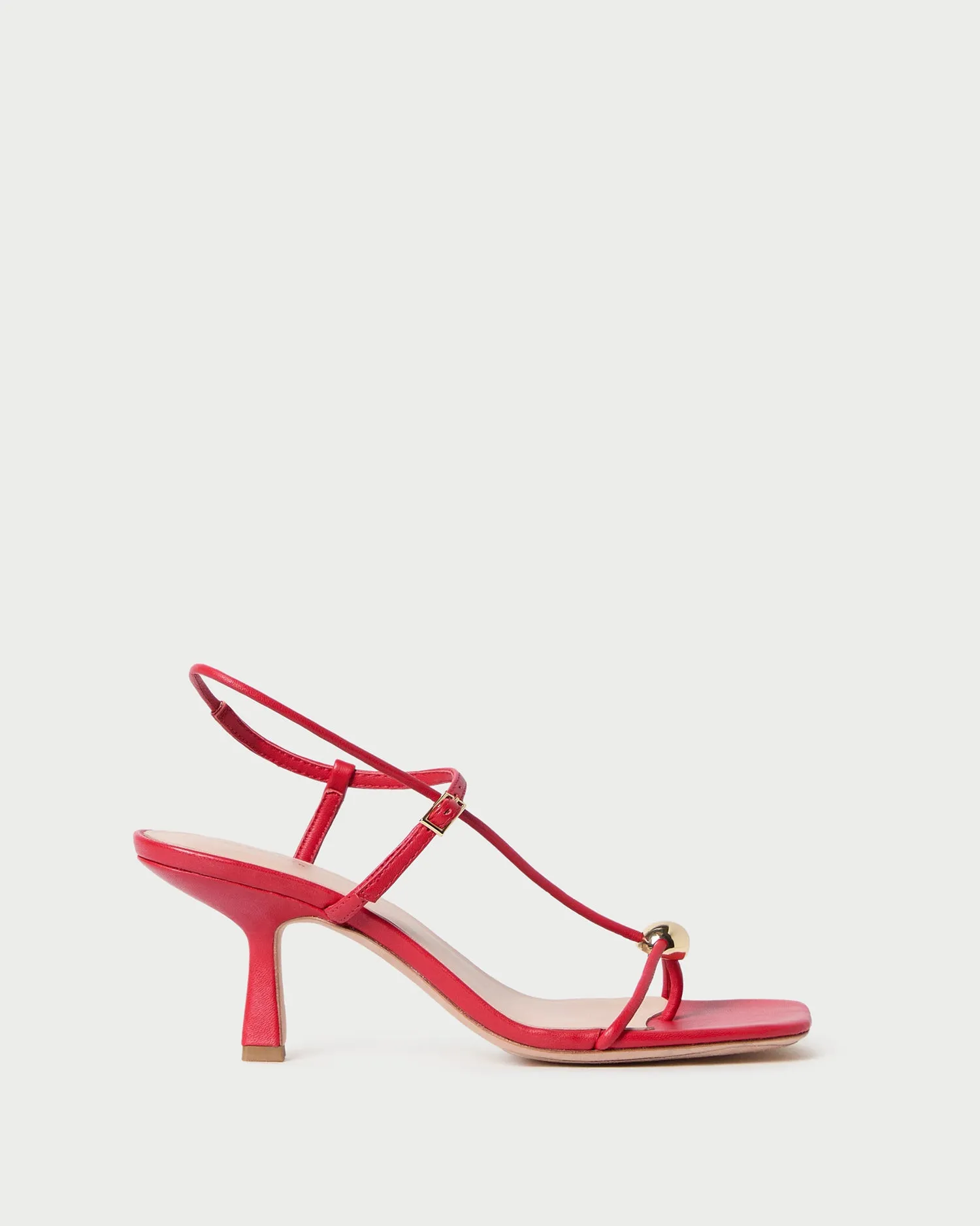 Triana Red Leather Mid-Heel Sandal sold by Loeffler Randall