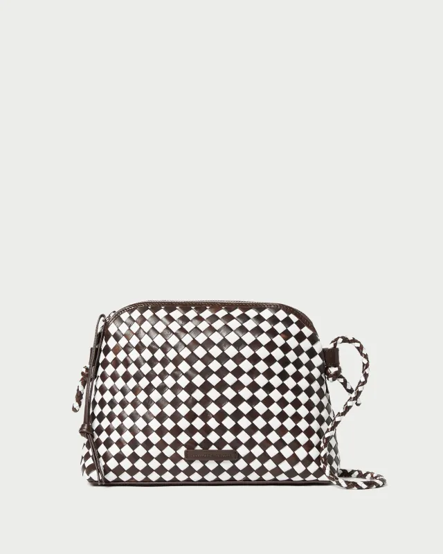 Mallory Chocolate/White Woven Crossbody sold by Loeffler Randall