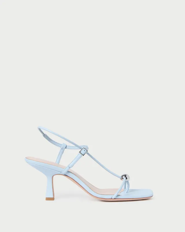 Triana Blue Leather Mid-Heel Sandal sold by Loeffler Randall