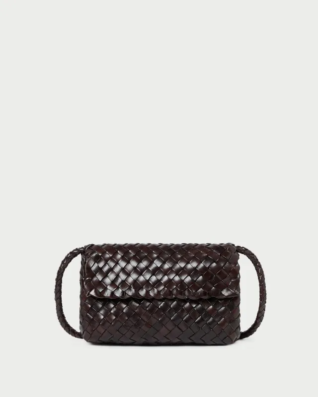 Vinnie Chocolate Woven Leather Crossbody sold by Loeffler Randall