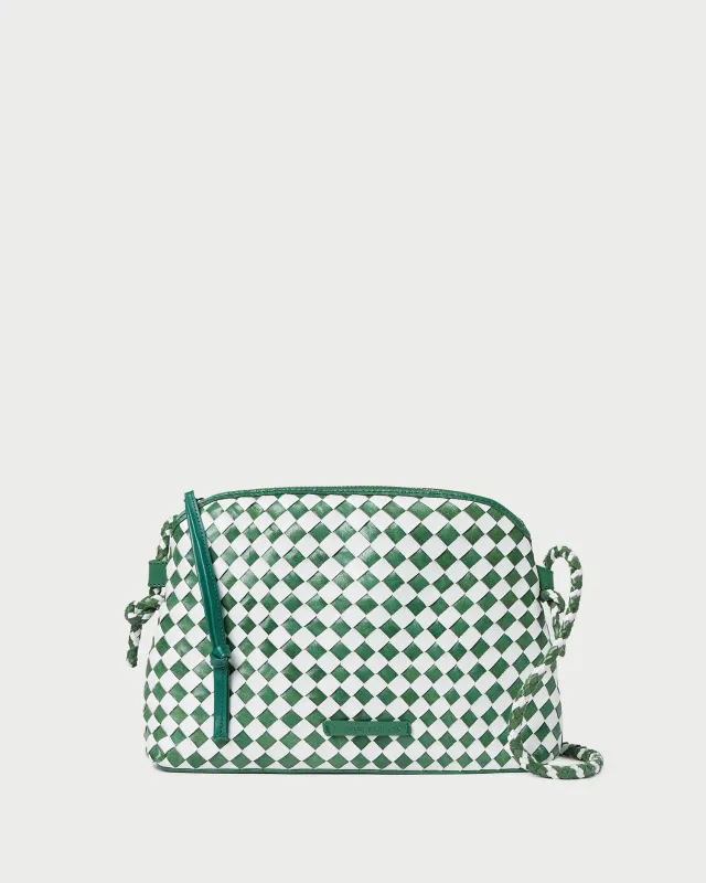 Mallory Emerald/White Woven Crossbody sold by Loeffler Randall