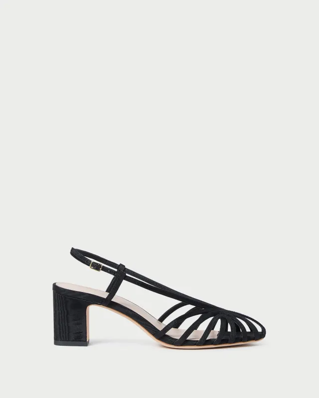 Priscilla Black Moiré Heeled Sandal sold by Loeffler Randall