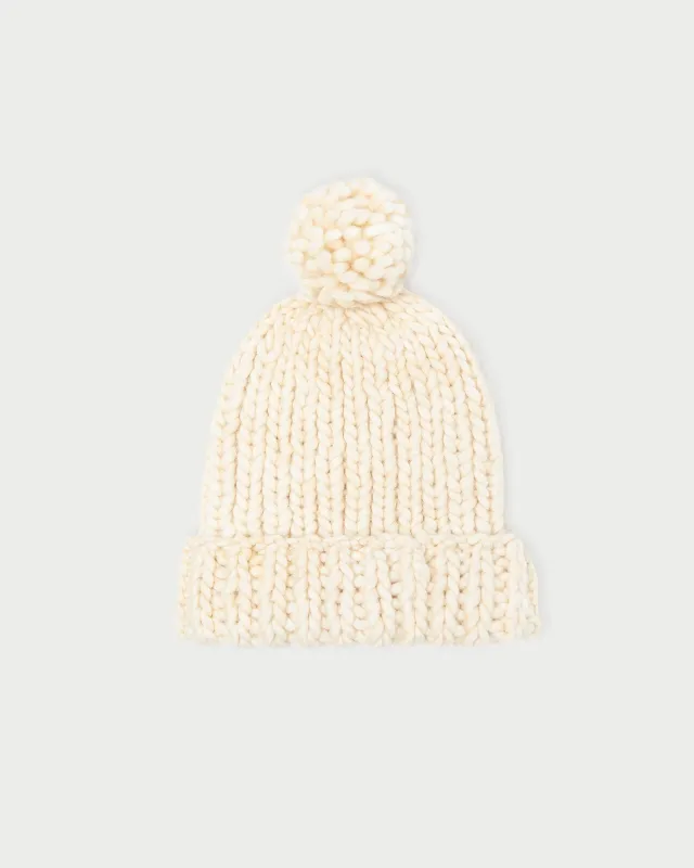 Ava Cream Knit Pompom Hat sold by Loeffler Randall