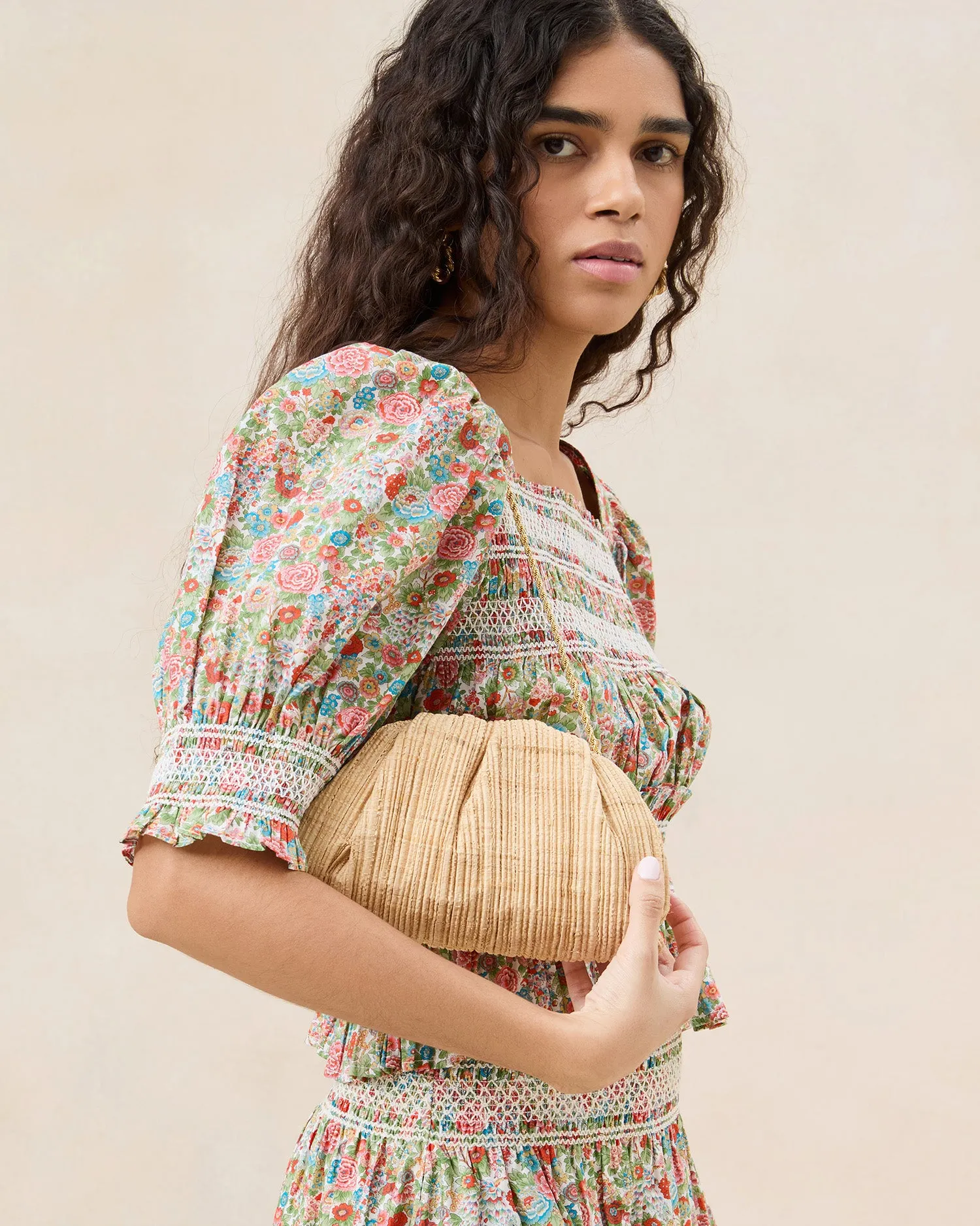 Bailey Natural Pleated Dome Clutch sold by Loeffler Randall product image thumbnail 5