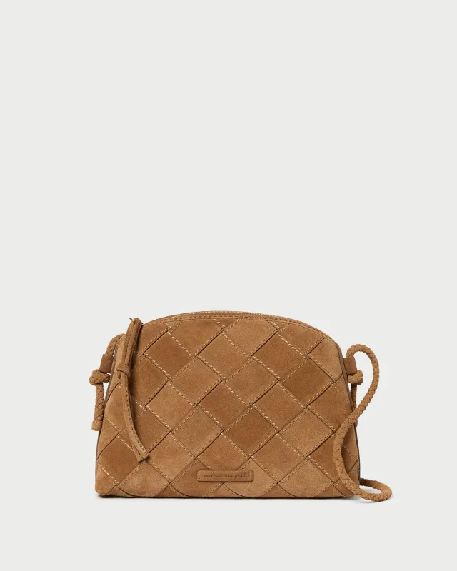 Mallory Toffee Woven Suede Crossbody sold by Loeffler Randall