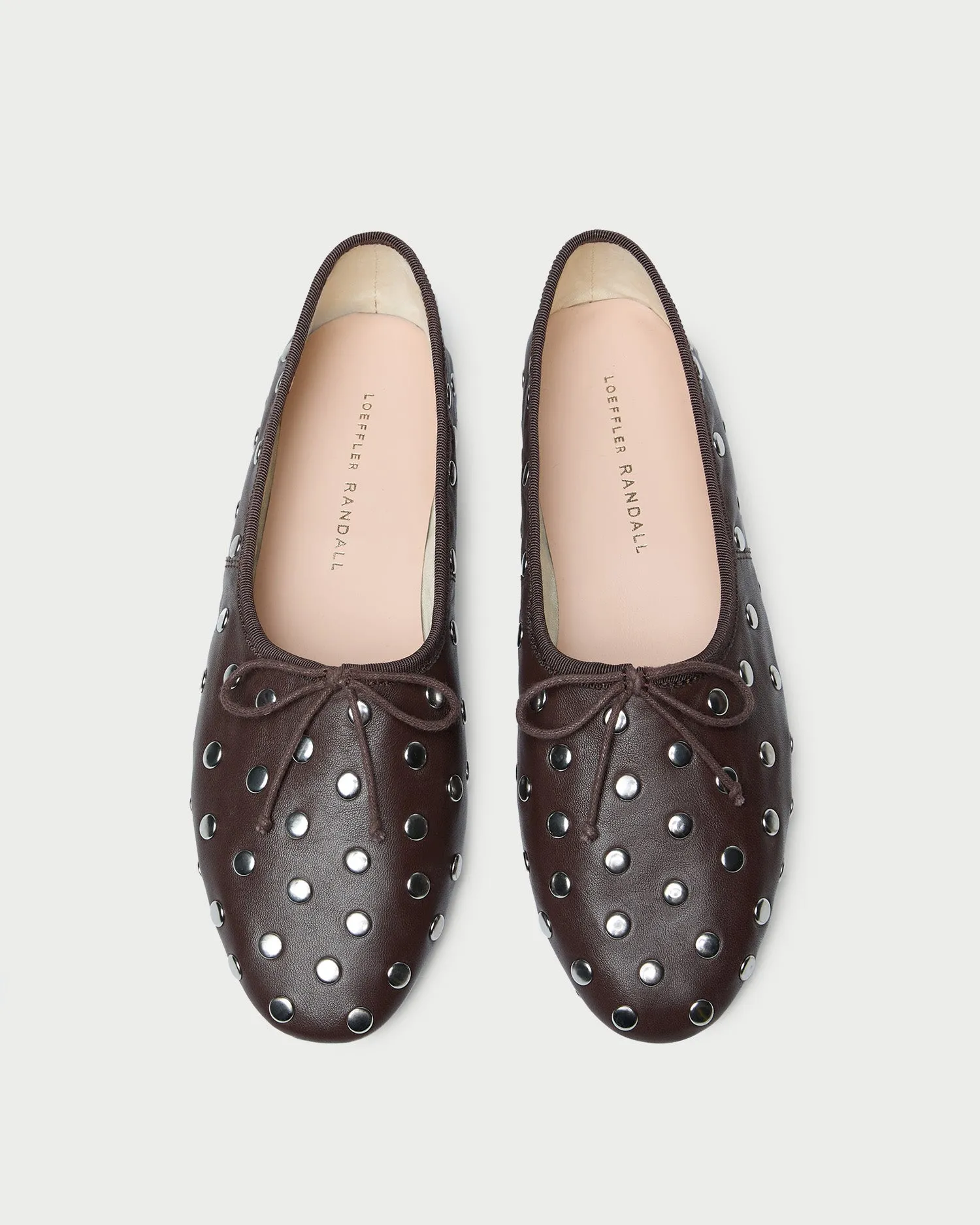 Landon Espresso/Silver Leather Ballet Flat sold by Loeffler Randall