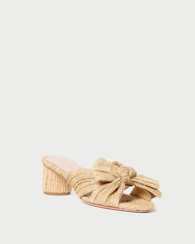 Emilia Natural Pleated Bow Heel sold by Loeffler Randall