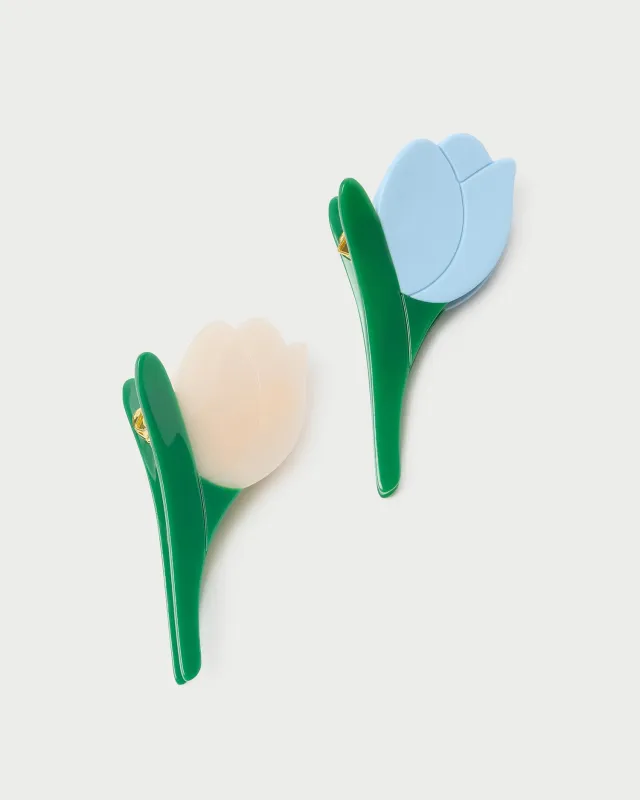 Juniper Blue/Cream Multi Tulip Clip Set sold by Loeffler Randall
