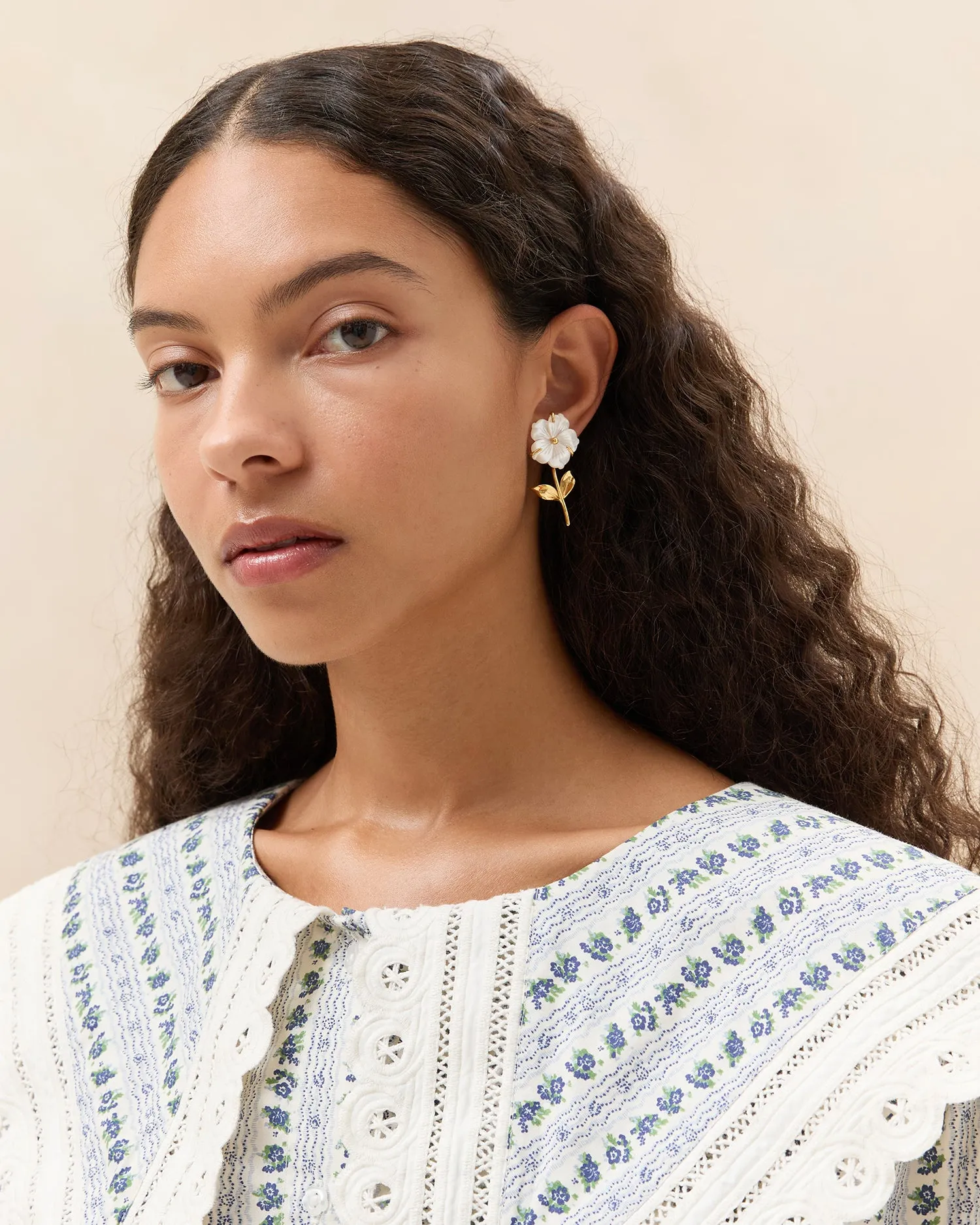 Mai Gold/Pearl Flower Earrings sold by Loeffler Randall product image thumbnail 3
