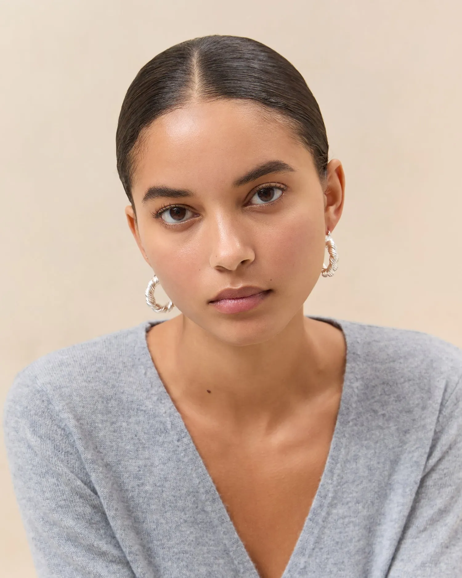 Atticus Silver Twisted Hoop Earrings sold by Loeffler Randall product image thumbnail 3