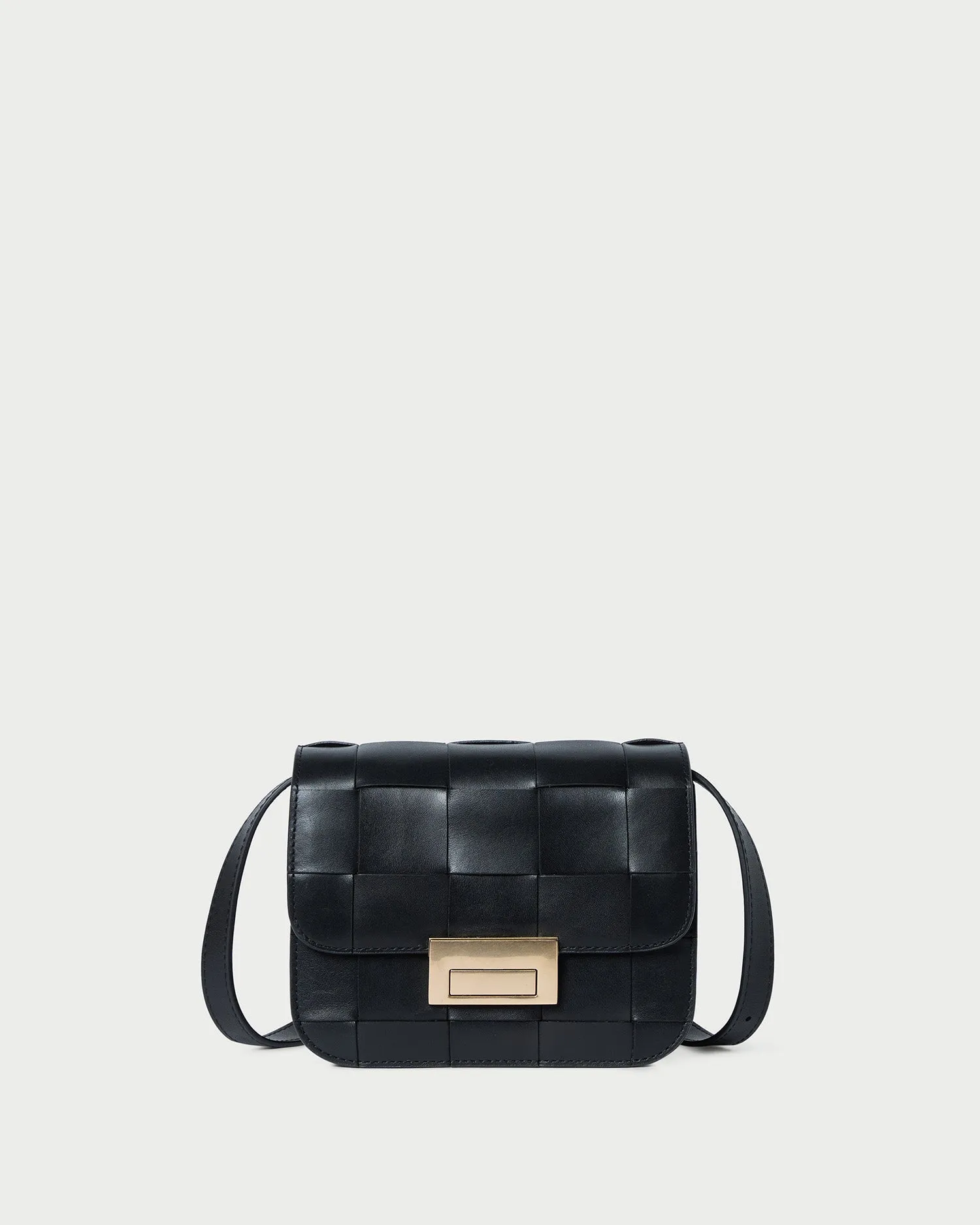 Desi Black Woven Leather Crossbody sold by Loeffler Randall
