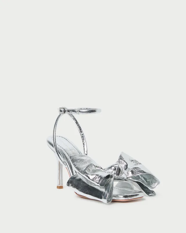 Marlena Silver Leather Bow Sandal sold by Loeffler Randall