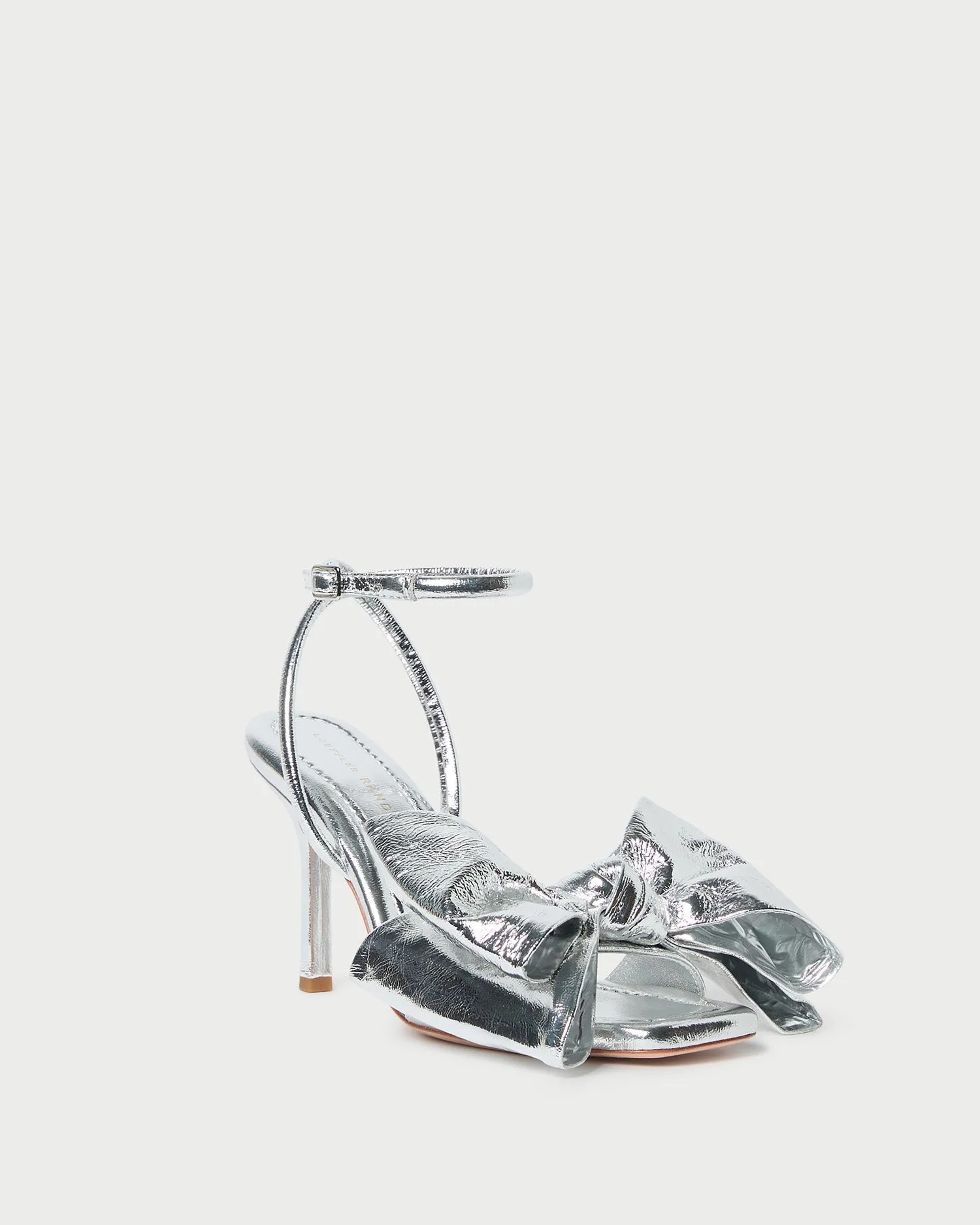 Marlena Silver Leather Bow Sandal sold by Loeffler Randall