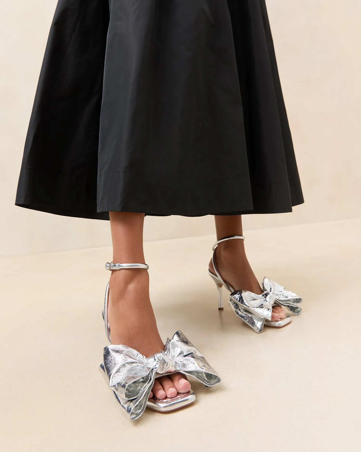 Marlena Silver Leather Bow Sandal sold by Loeffler Randall product image thumbnail 2