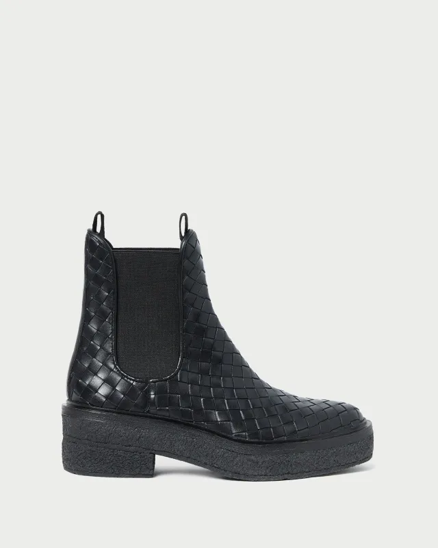 Raquel Black Woven Chelsea Boot made by Loeffler Randall