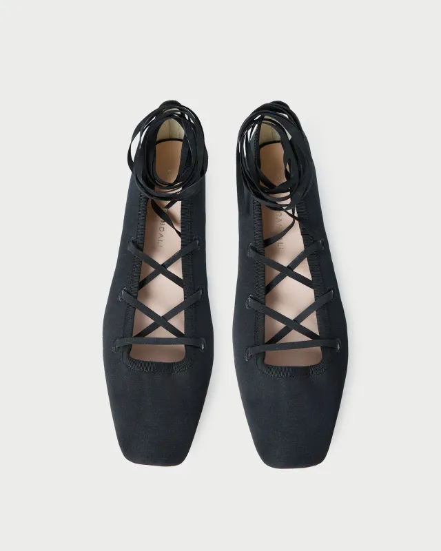 Louisa Black Lace-Up Ballet Flat sold by Loeffler Randall