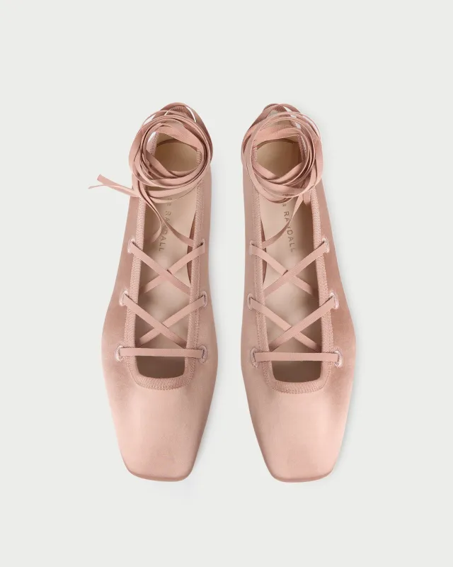 Louisa Blush Lace-Up Ballet Flat sold by Loeffler Randall