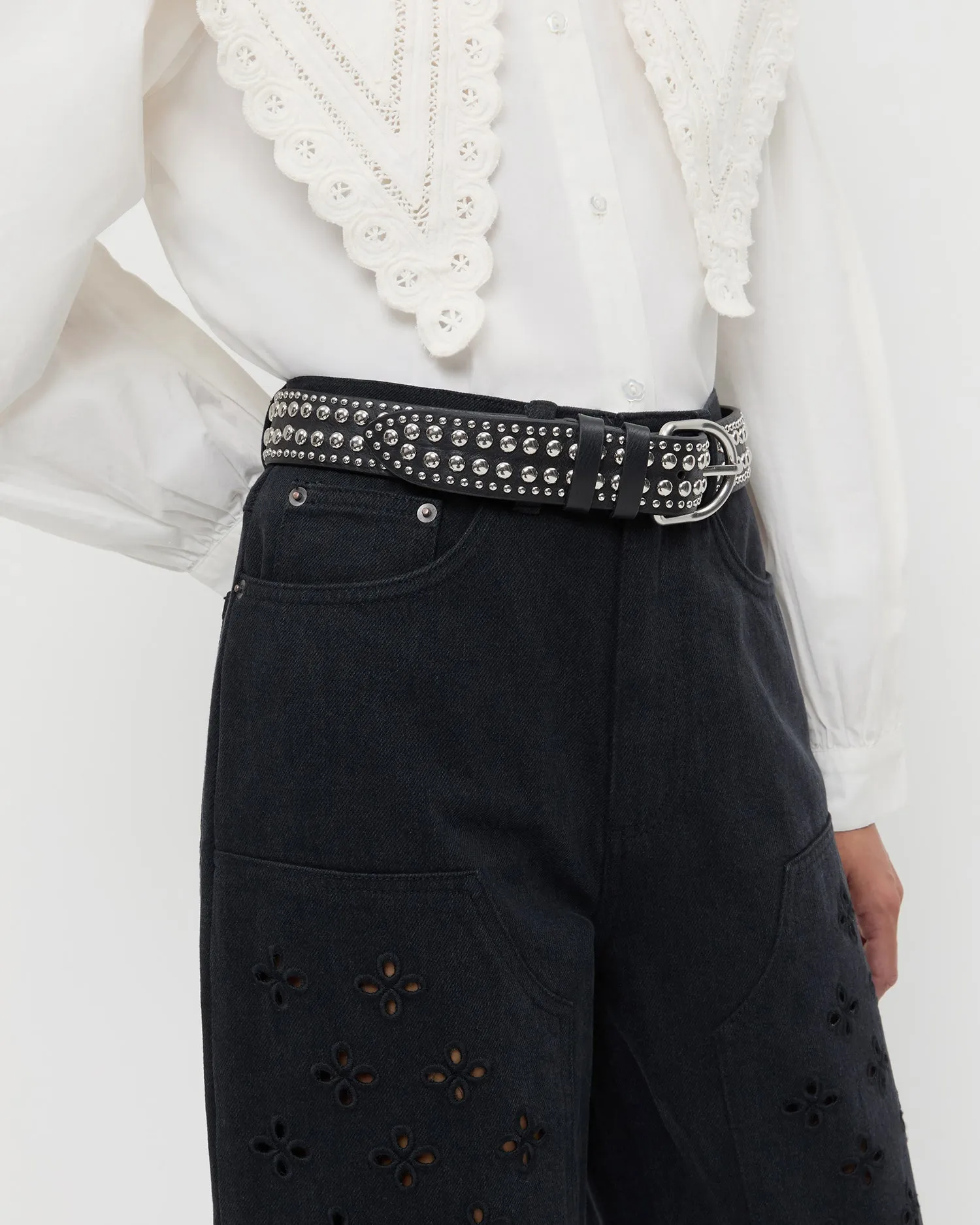Isaac Black/Silver Studded Belt sold by Loeffler Randall product image thumbnail 3