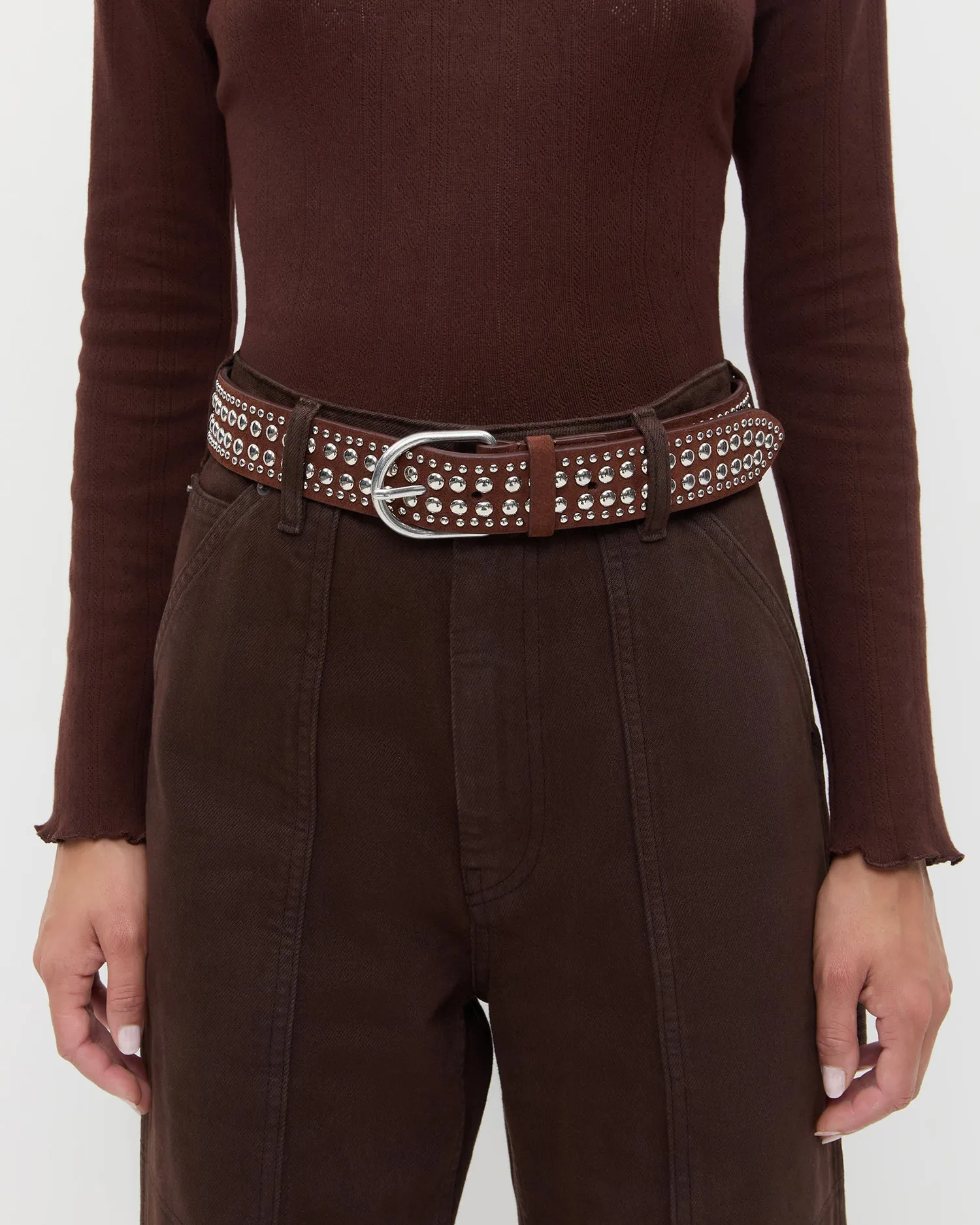 Isaac Espresso/Silver Studded Belt sold by Loeffler Randall product image thumbnail 3
