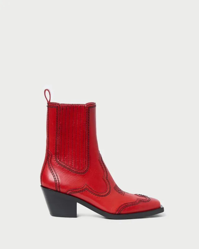 Agnes Red Leather Western Boot made by Loeffler Randall