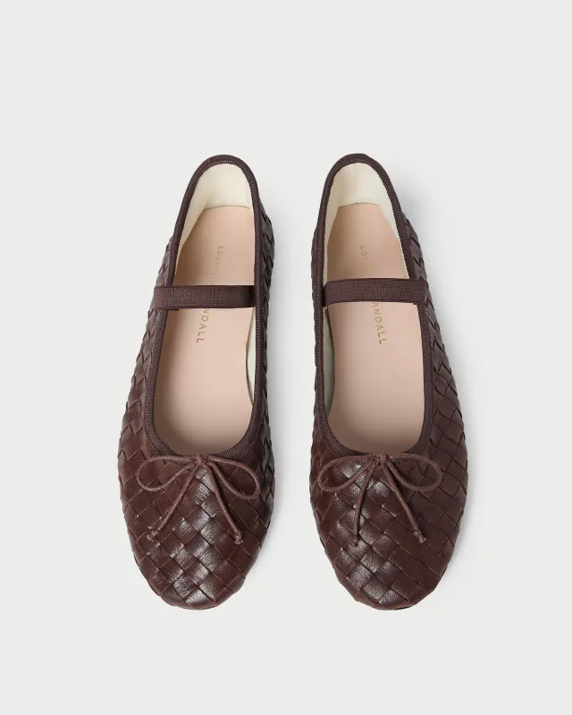 Leonie Espresso Woven Ballet Flat sold by Loeffler Randall