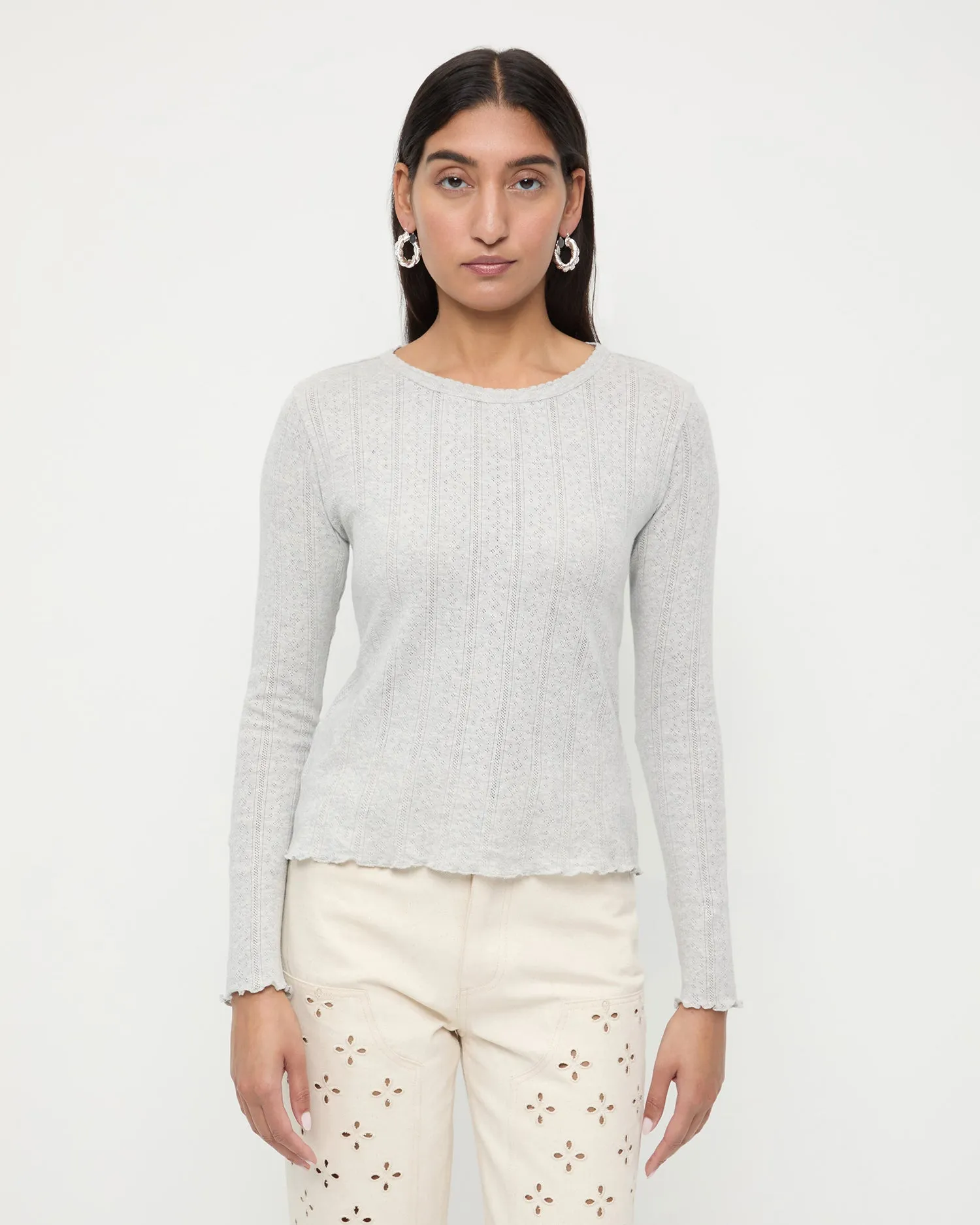 Lolo Pointelle Long-Sleeve Tee sold by Loeffler Randall