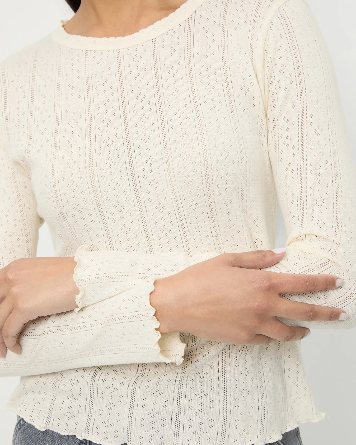 Lolo Pointelle Long-Sleeve Tee sold by Loeffler Randall product image thumbnail 4