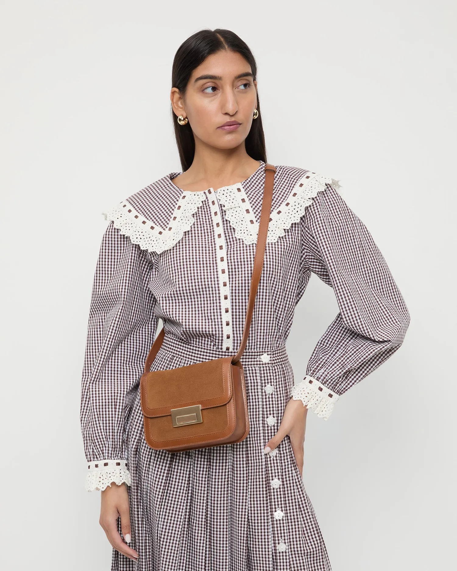 Desi Cacao Suede Crossbody sold by Loeffler Randall product image thumbnail 5