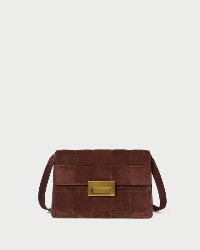 Delphine Espresso Suede Shoulder Bag sold by Loeffler Randall