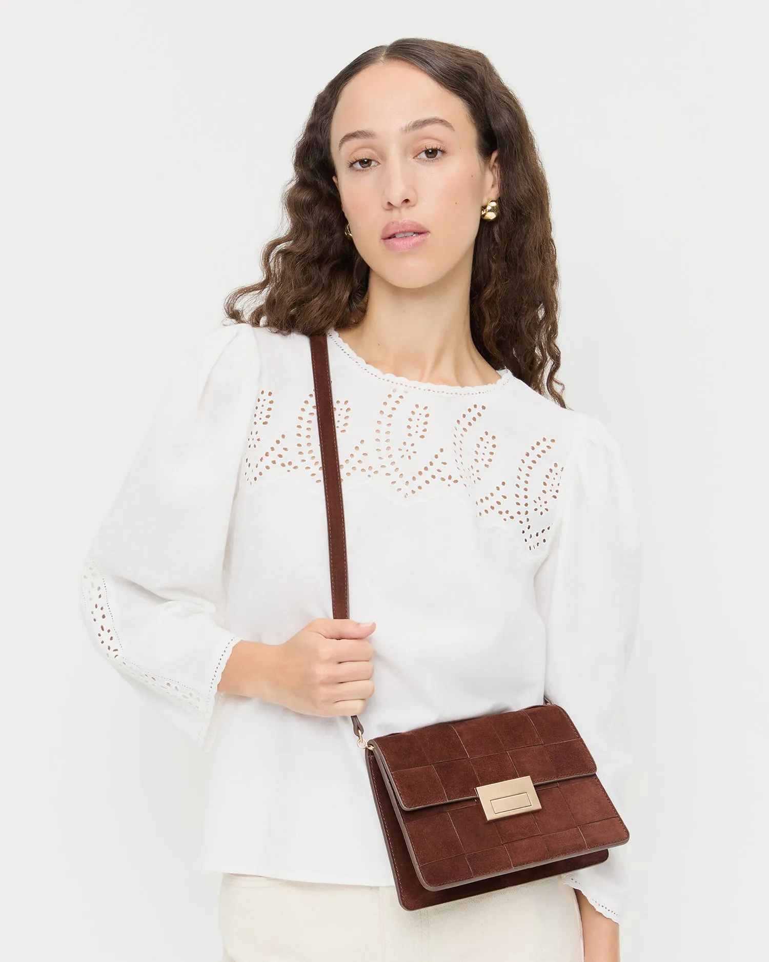 Delphine Espresso Suede Shoulder Bag sold by Loeffler Randall product image thumbnail 5