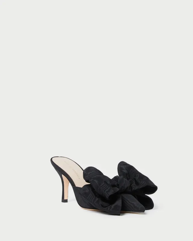 Margot Black Moiré Bow Mule sold by Loeffler Randall