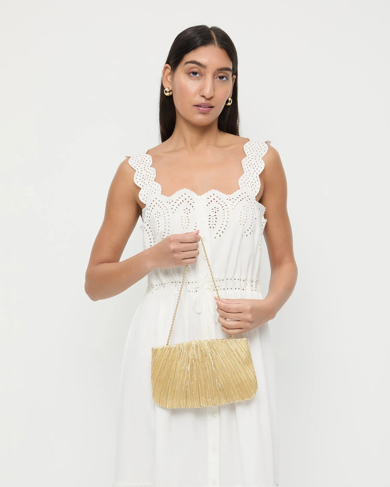 Brit Gold Lamé Pleated Clutch sold by Loeffler Randall product image thumbnail 5