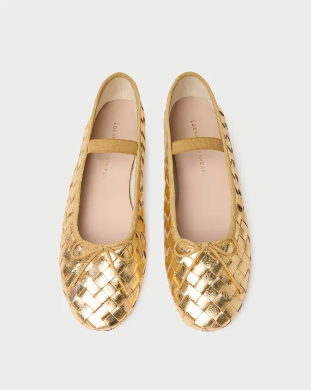 Leonie Gold Woven Ballet Flat sold by Loeffler Randall