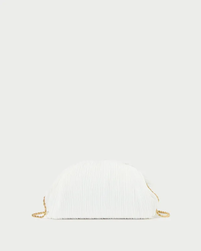 Bailey White Pleated Dome Clutch sold by Loeffler Randall