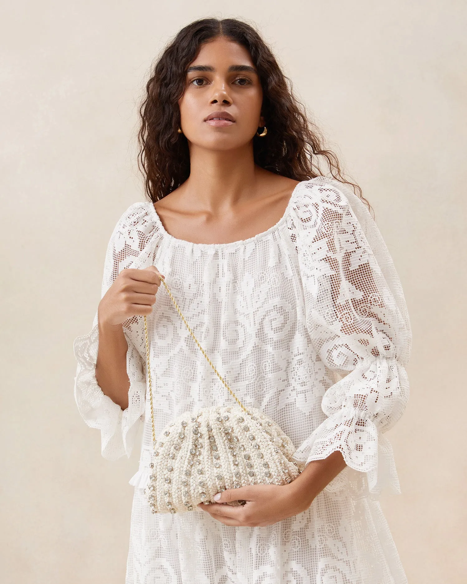 Bailey White/Crystal Dome Clutch sold by Loeffler Randall product image thumbnail 5