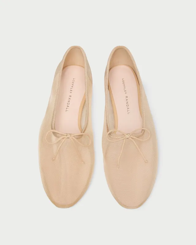 Landon Caramel Mesh Ballet Flat sold by Loeffler Randall