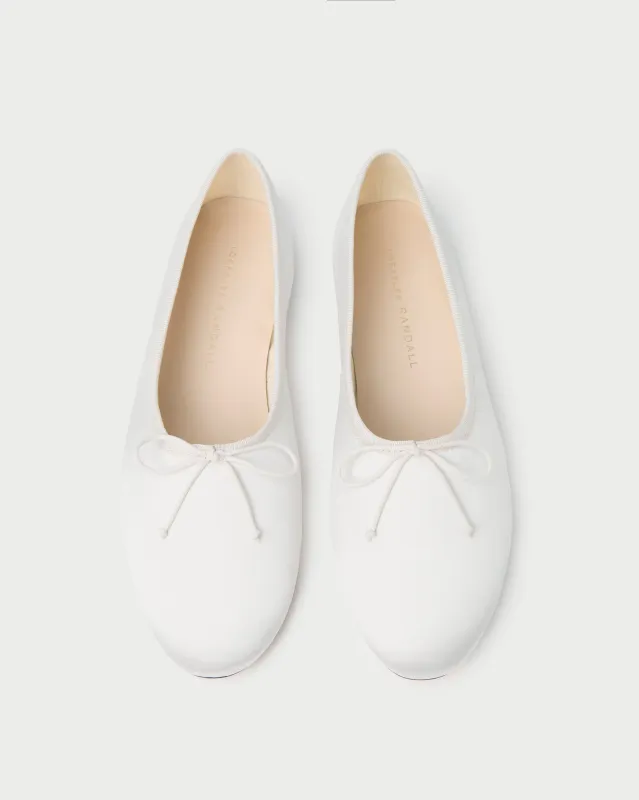 Landon Cream Satin Ballet Flat sold by Loeffler Randall