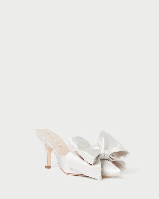 Margot Cream Satin Bow Mule sold by Loeffler Randall